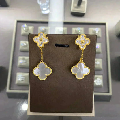 [Love's Uplift]CLOVER  2 MOTIFS  DIAMOND  EARRINGS (MULTIPLE CHOICESç´