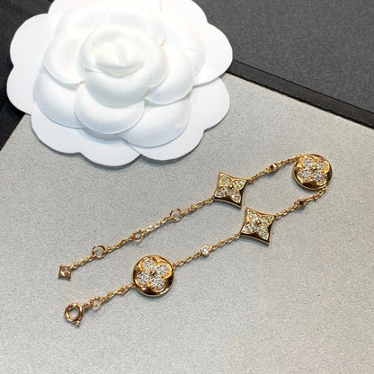 [Love's Uplift]STAR AND SUN 4 MOTIFS GOLD DIAMONDS BRACELET