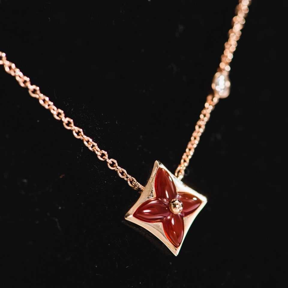 [Love's Uplift]STAR NECKLACE PINK GOLD 1 DIAMOND