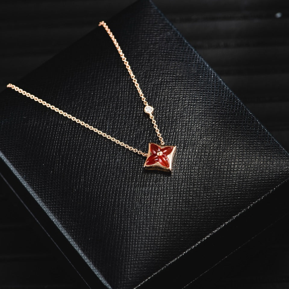 [Love's Uplift]STAR NECKLACE PINK GOLD 1 DIAMOND
