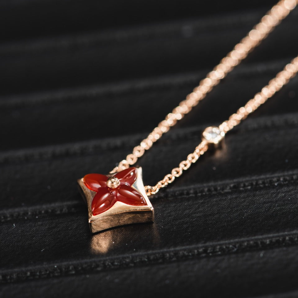 [Love's Uplift]STAR NECKLACE PINK GOLD 1 DIAMOND