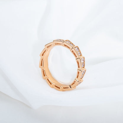 [Love's Uplift]SERPENTI RING PINK GOLD DIAMOND PAVED 3MM