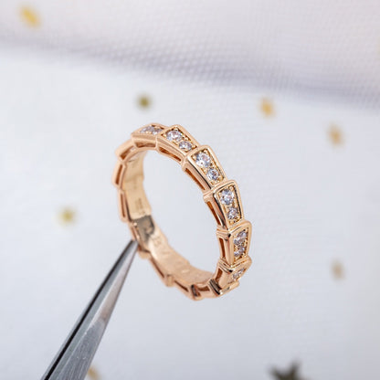 [Love's Uplift]SERPENTI RING PINK GOLD DIAMOND PAVED 3MM