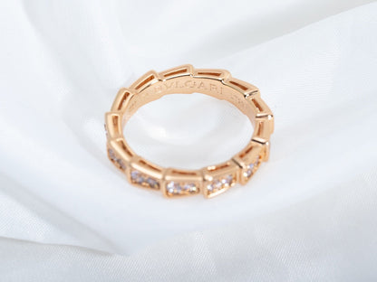 [Love's Uplift]SERPENTI RING PINK GOLD DIAMOND PAVED 3MM