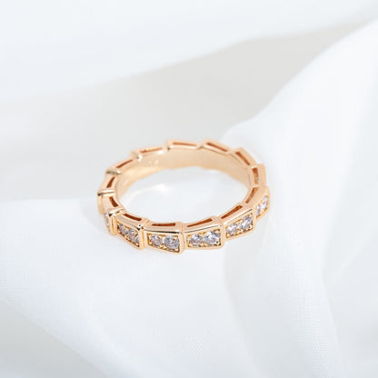 [Love's Uplift]SERPENTI RING PINK GOLD DIAMOND PAVED 3MM