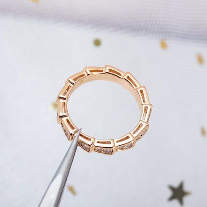 [Love's Uplift]SERPENTI RING PINK GOLD DIAMOND PAVED 3MM