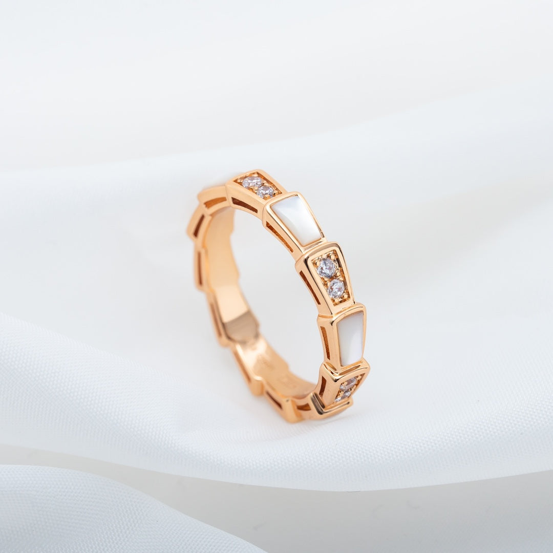 [Love's Uplift]SERPENTI RING PINK GOLD DIAMOND MOP 3MM
