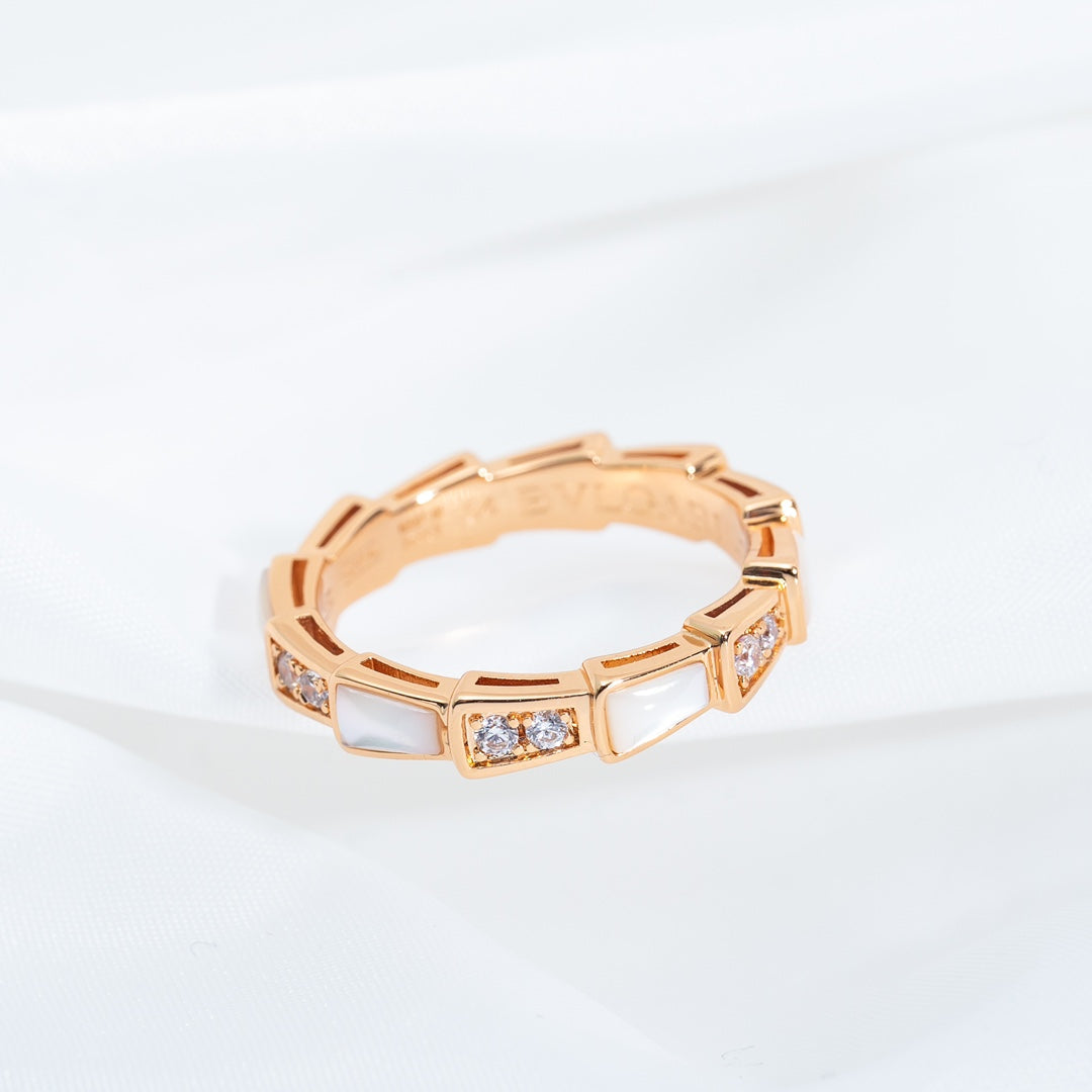 [Love's Uplift]SERPENTI RING PINK GOLD DIAMOND MOP 3MM