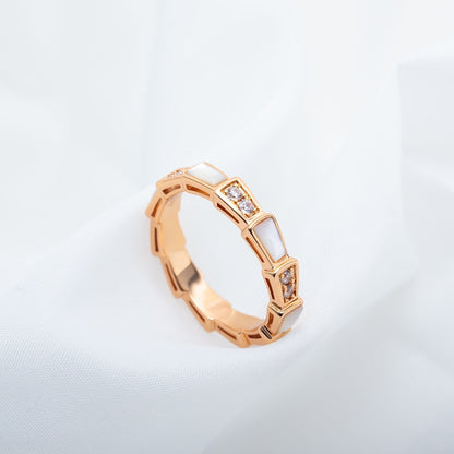 [Love's Uplift]SERPENTI RING PINK GOLD DIAMOND MOP 3MM