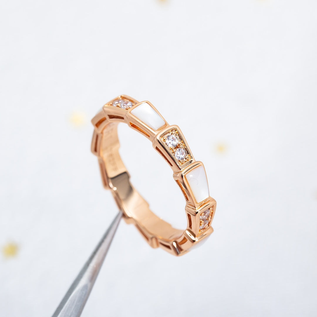 [Love's Uplift]SERPENTI RING PINK GOLD DIAMOND MOP 3MM