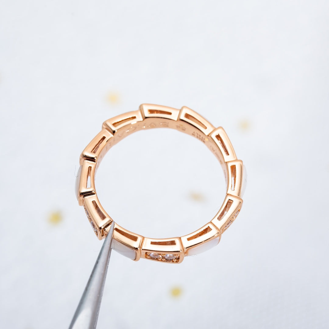 [Love's Uplift]SERPENTI RING PINK GOLD DIAMOND MOP 3MM