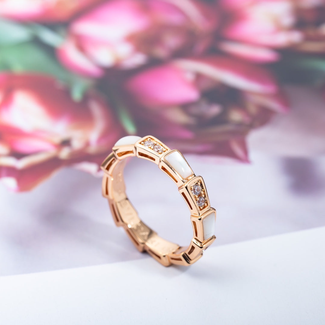 [Love's Uplift]SERPENTI RING PINK GOLD DIAMOND MOP 3MM