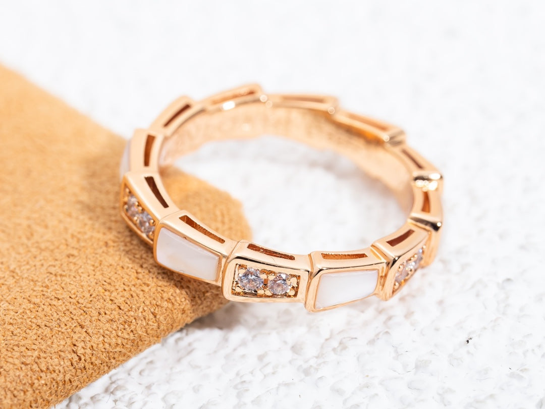 [Love's Uplift]SERPENTI RING PINK GOLD DIAMOND MOP 3MM