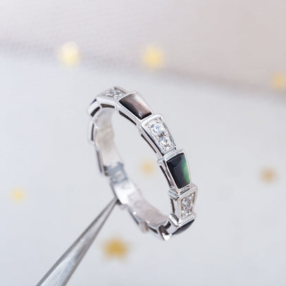 [Love's Uplift]SERPENTI RING SILVER  DIAMOND BLACK MOP 3MM