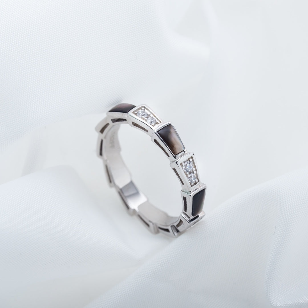 [Love's Uplift]SERPENTI RING SILVER  DIAMOND BLACK MOP 3MM