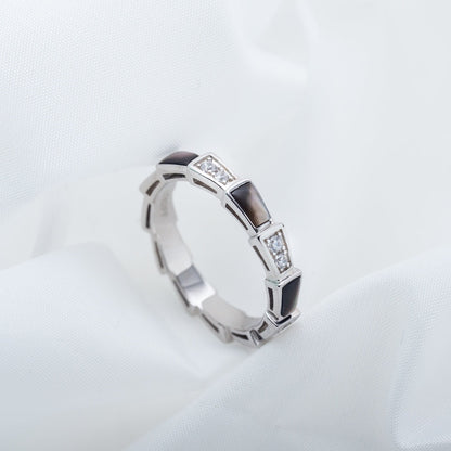 [Love's Uplift]SERPENTI RING SILVER  DIAMOND BLACK MOP 3MM