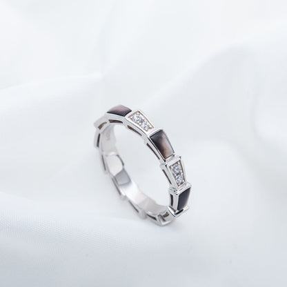 [Love's Uplift]SERPENTI RING SILVER  DIAMOND BLACK MOP 3MM