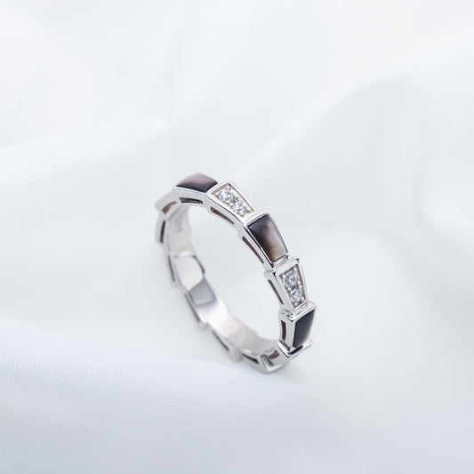 [Love's Uplift]SERPENTI RING SILVER  DIAMOND BLACK MOP 3MM