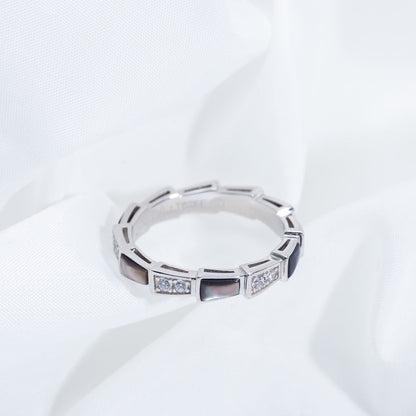 [Love's Uplift]SERPENTI RING SILVER  DIAMOND BLACK MOP 3MM