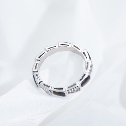 [Love's Uplift]SERPENTI RING SILVER  DIAMOND BLACK MOP 3MM
