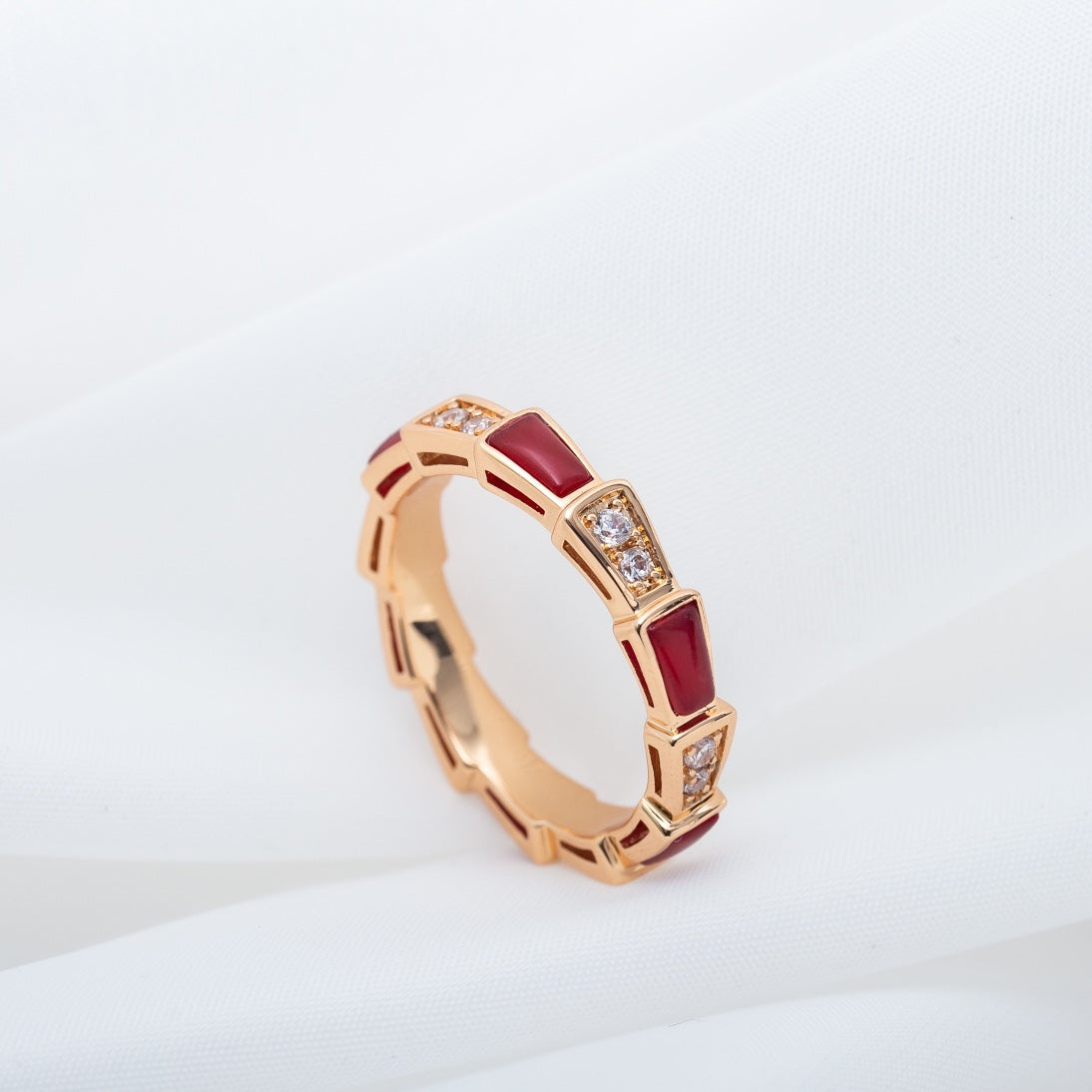 [Love's Uplift]SERPENTI RING PINK GOLD CARNELIAN DIAMOND 3MM