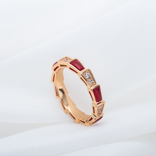[Love's Uplift]SERPENTI RING PINK GOLD CARNELIAN DIAMOND 3MM