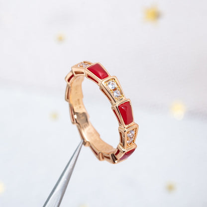 [Love's Uplift]SERPENTI RING PINK GOLD CARNELIAN DIAMOND 3MM