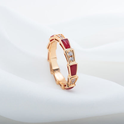 [Love's Uplift]SERPENTI RING PINK GOLD CARNELIAN DIAMOND 3MM