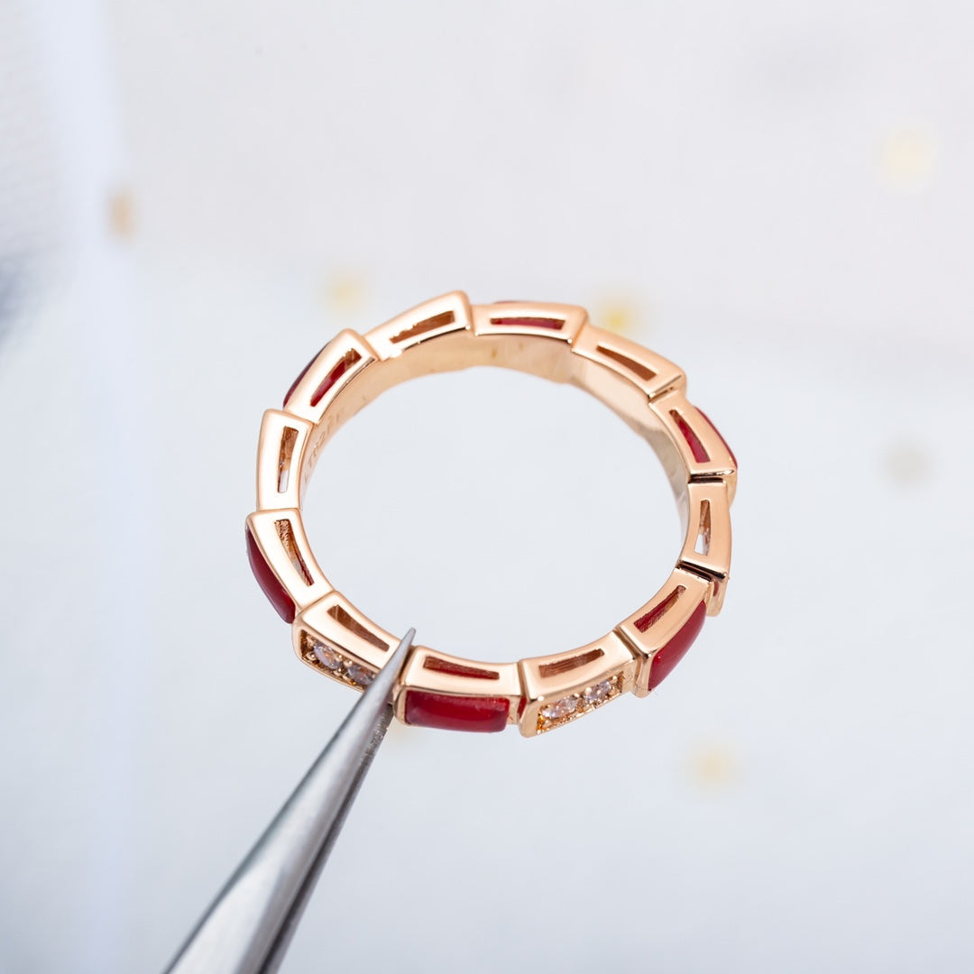 [Love's Uplift]SERPENTI RING PINK GOLD CARNELIAN DIAMOND 3MM