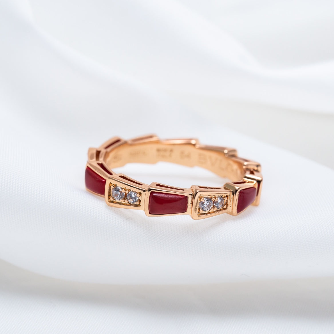 [Love's Uplift]SERPENTI RING PINK GOLD CARNELIAN DIAMOND 3MM