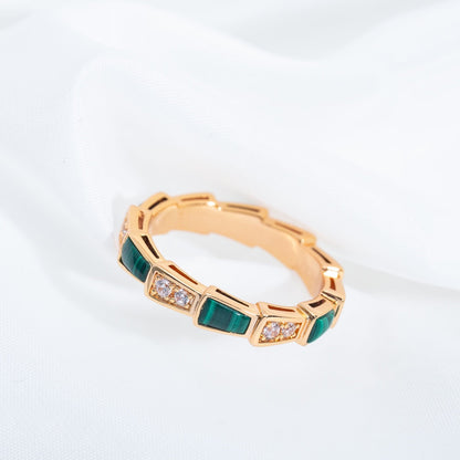 [Love's Uplift]SERPENTI RING PINK GOLD MALACHITE DIAMOND 3MM