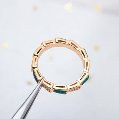 [Love's Uplift]SERPENTI RING PINK GOLD MALACHITE DIAMOND 3MM
