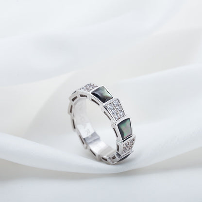 [Love's Uplift]SERPENTI RING SILVER DIAMOND BLACK MOP 4MM