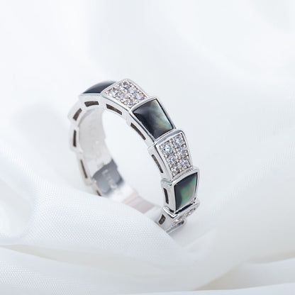 [Love's Uplift]SERPENTI RING SILVER DIAMOND BLACK MOP 4MM