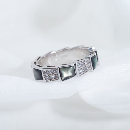 [Love's Uplift]SERPENTI RING SILVER DIAMOND BLACK MOP 4MM