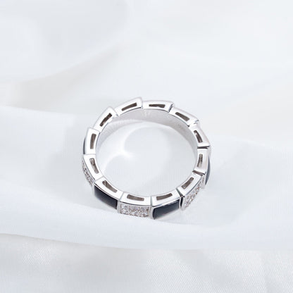 [Love's Uplift]SERPENTI RING SILVER DIAMOND BLACK MOP 4MM