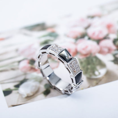 [Love's Uplift]SERPENTI RING SILVER DIAMOND BLACK MOP 4MM