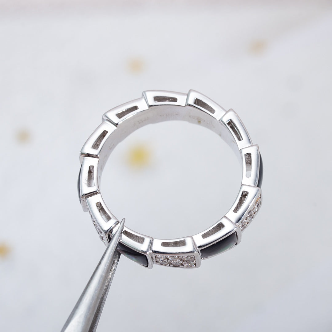 [Love's Uplift]SERPENTI RING SILVER DIAMOND BLACK MOP 4MM