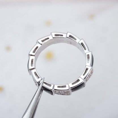 [Love's Uplift]SERPENTI RING SILVER DIAMOND BLACK MOP 4MM