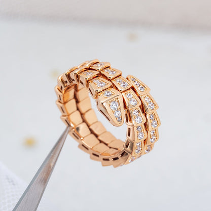 [Love's Uplift]SERPENTI RING PINK GOLD DIAMOND DOUBLE ROW