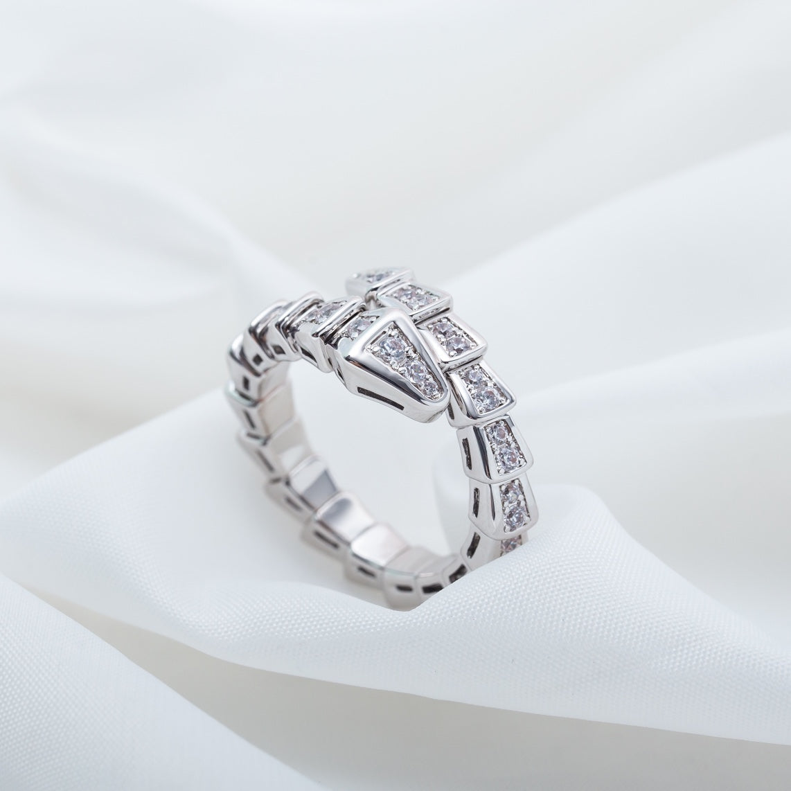 [Love's Uplift]SERPENTI RING SILVER DIAMOND PAVED 4MM