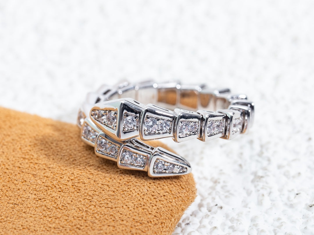 [Love's Uplift]SERPENTI RING SILVER DIAMOND PAVED 4MM