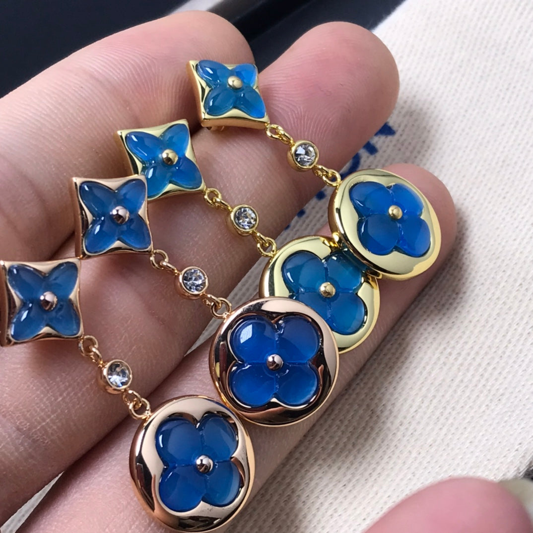 [Love's Uplift]STAR AND SUN AGATE DIAMOND EARRINGS