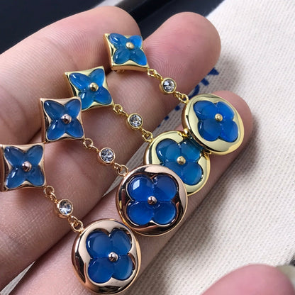 [Love's Uplift]STAR AND SUN AGATE DIAMOND EARRINGS