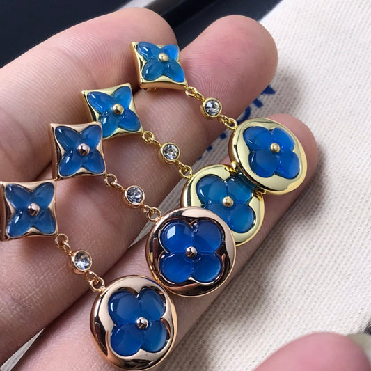 [Love's Uplift]STAR AND SUN AGATE DIAMOND EARRINGS
