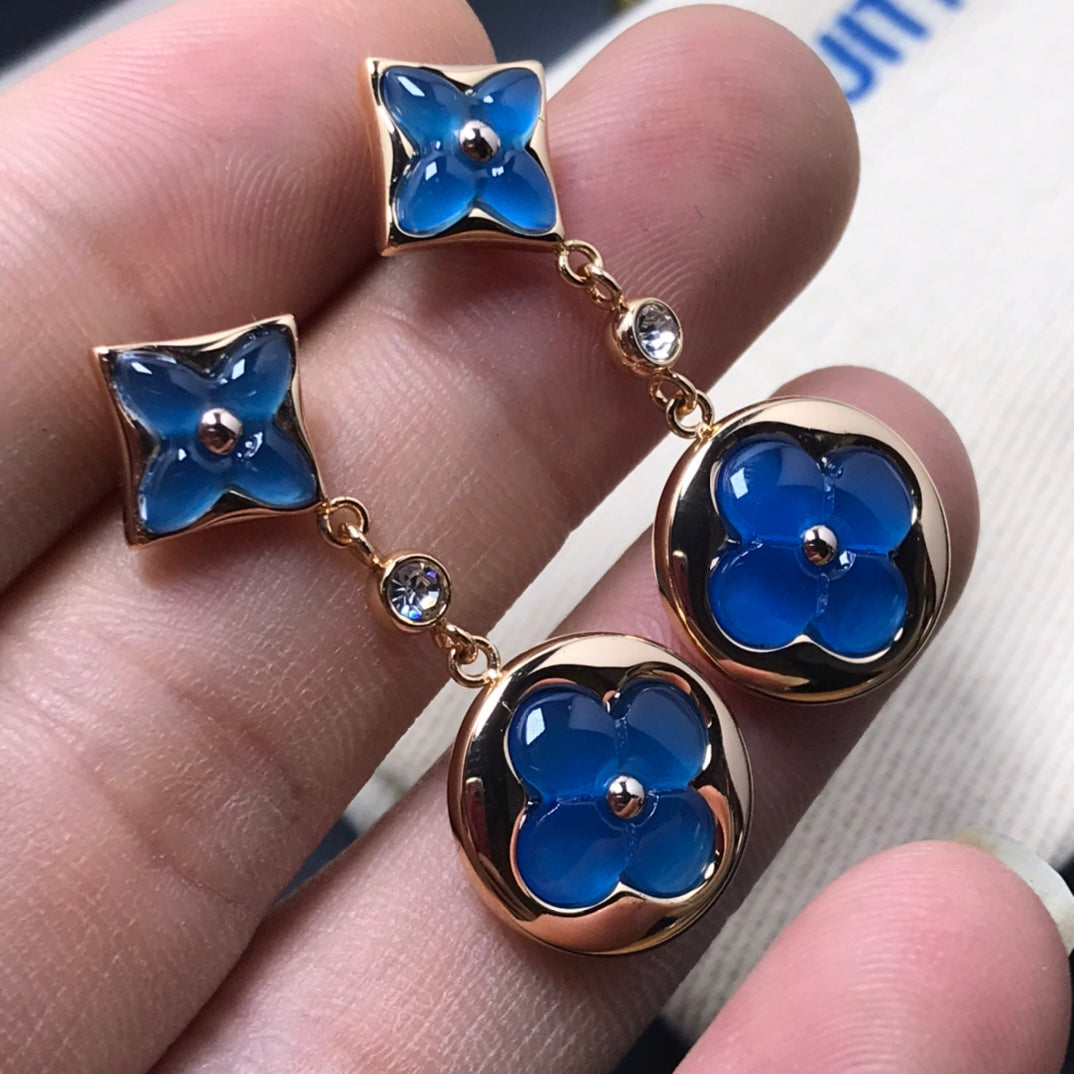 [Love's Uplift]STAR AND SUN AGATE DIAMOND EARRINGS
