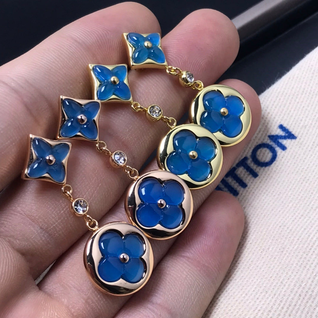 [Love's Uplift]STAR AND SUN AGATE DIAMOND EARRINGS