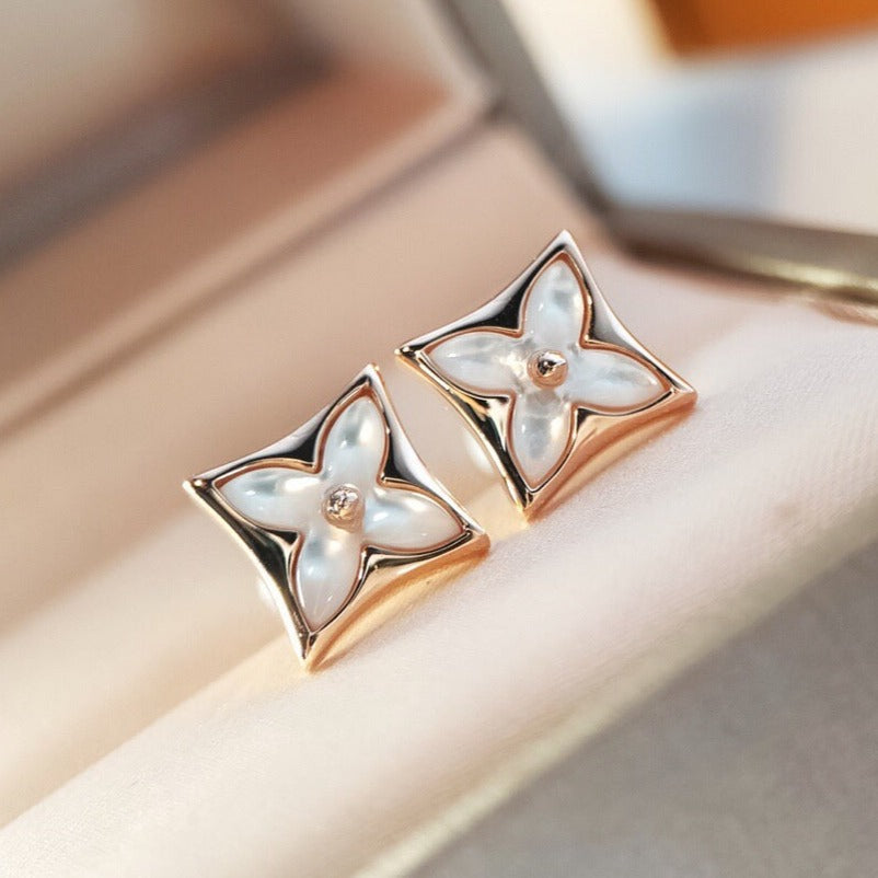[Love's Uplift]STAR MOP PINK GOLD EARRINGS