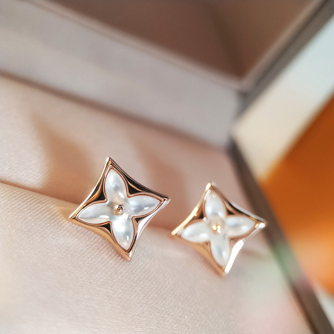 [Love's Uplift]STAR MOP PINK GOLD EARRINGS