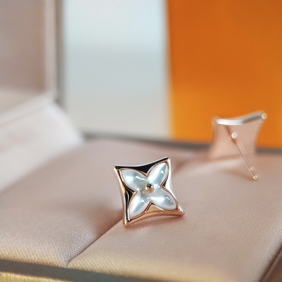 [Love's Uplift]STAR MOP PINK GOLD EARRINGS